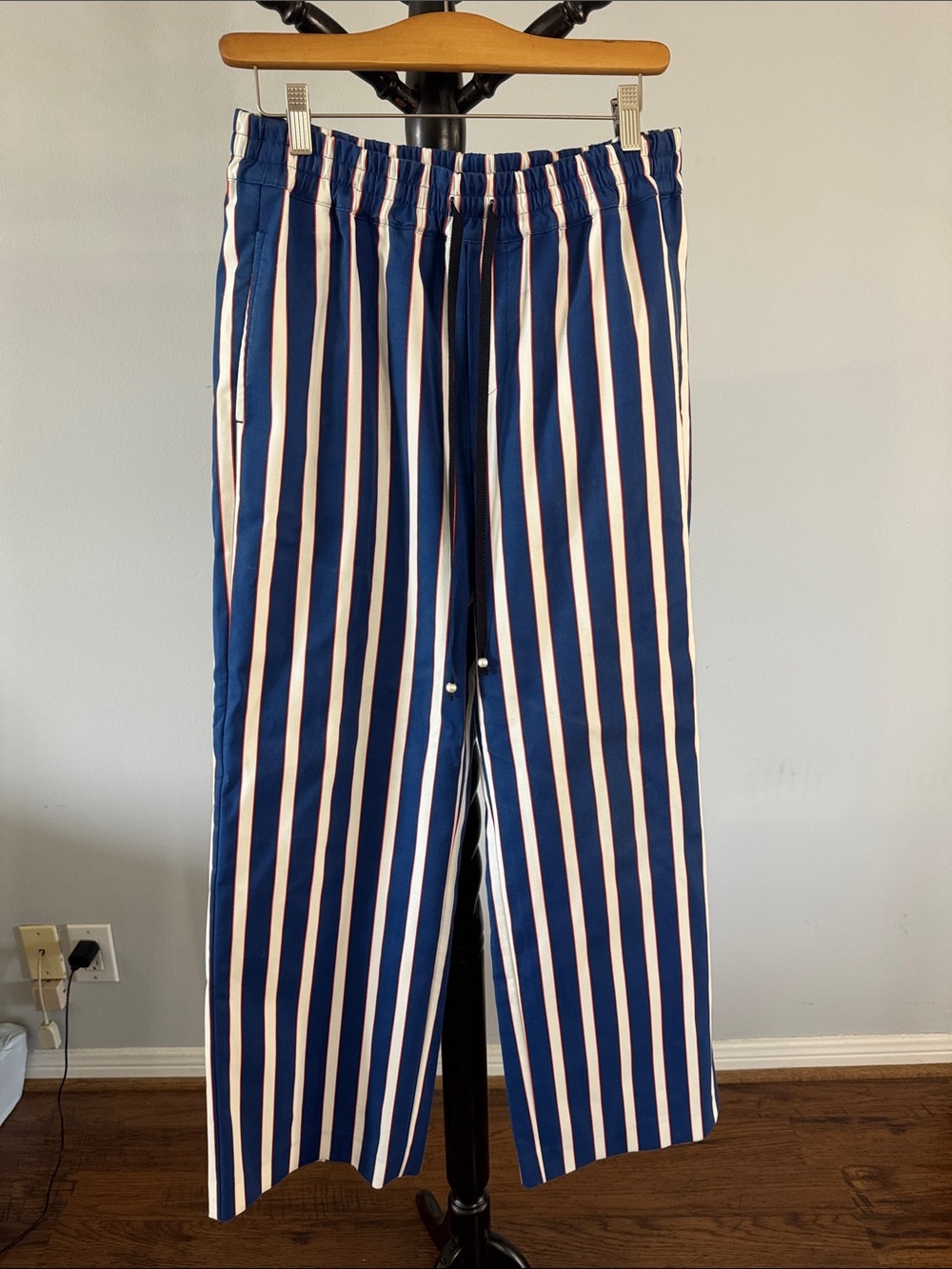 Kate Spade Nautical Navy & White Vertical Stripe Casual Pants